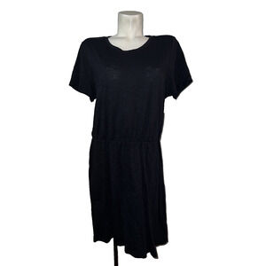New OLD NAVY Dress Womens Size XL Black Waist Defined Slub Knit T-shirt Pullover
